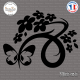 Sticker Floral Design with Butterfly Sticks-em.fr Couleurs au choix