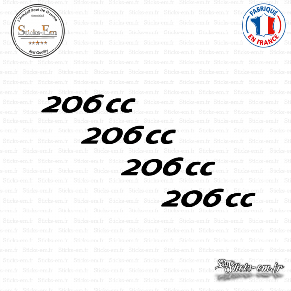 Sticker Peugeot 206 - Taille et Coloris au choix