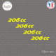 4 stickers Peugeot 206 cc Sticks-em.fr Couleurs au choix