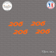 4 stickers Peugeot 206 Sticks-em.fr Couleurs au choix