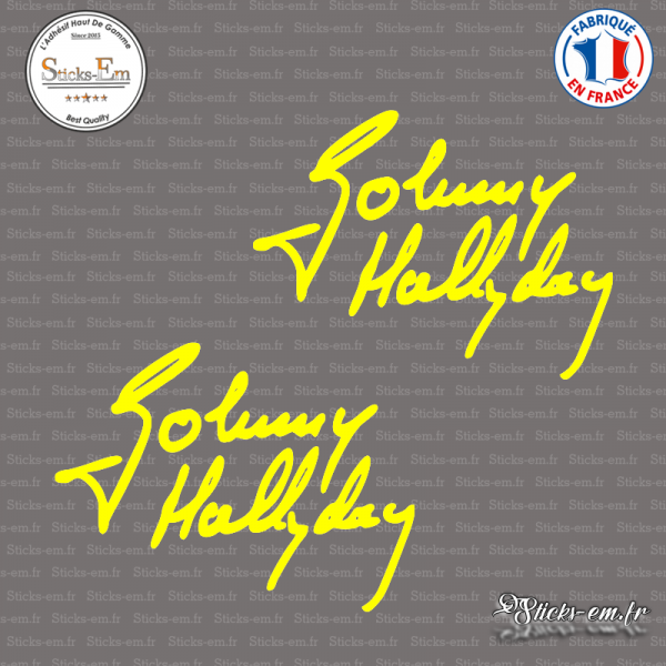 2 Stickers Signature Johnny Hallyday l'idole des jeunes S-006 Couleurs au choix 