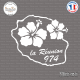 Sticker 974 La Reunion fleur hibiscus Sticks-em.fr Couleurs au choix
