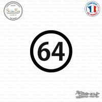 Sticker Département 64 Pyrénées Atlantiques Aquitaine Limousin Poitou Charentes Pau Sticks-em.fr Couleurs au choix