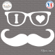 Sticker I Love Moustache Grand Format Sticks-em.fr Couleurs au choix